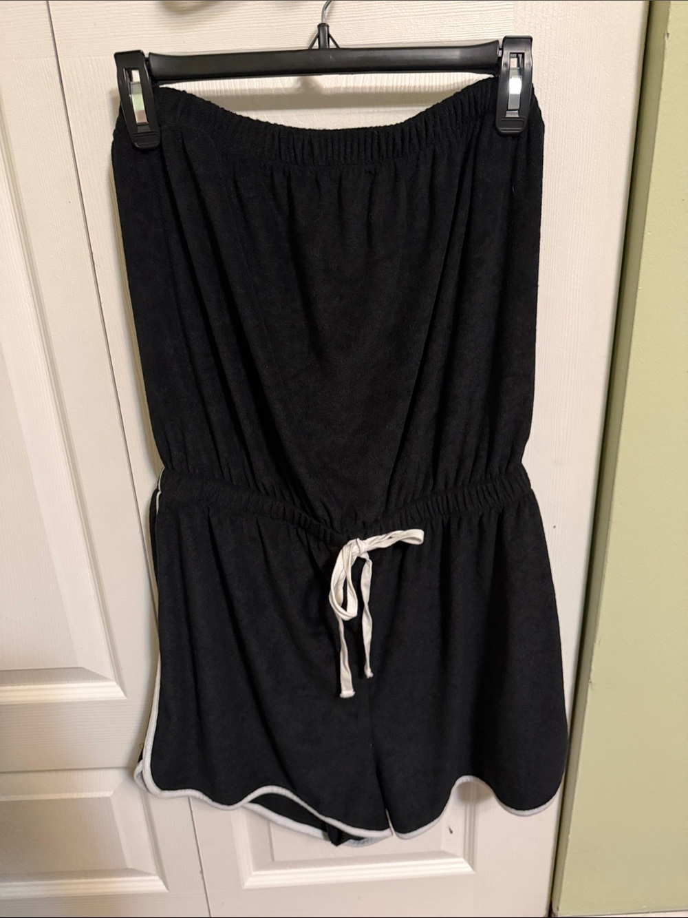 SO Black Strapless Tube Top Romper with White Logo